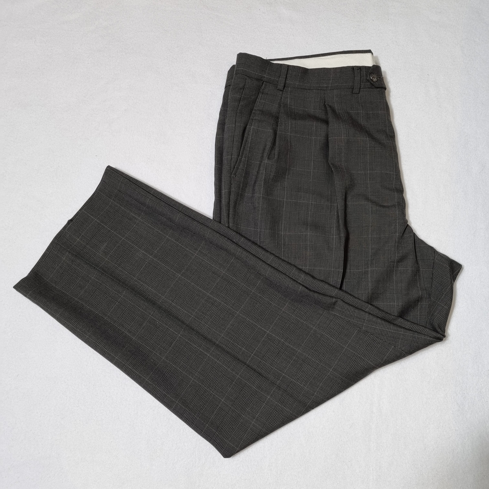 Stafford Men's 42×30 Gray Plaid 100% Worsted Wool Dress Pants Used